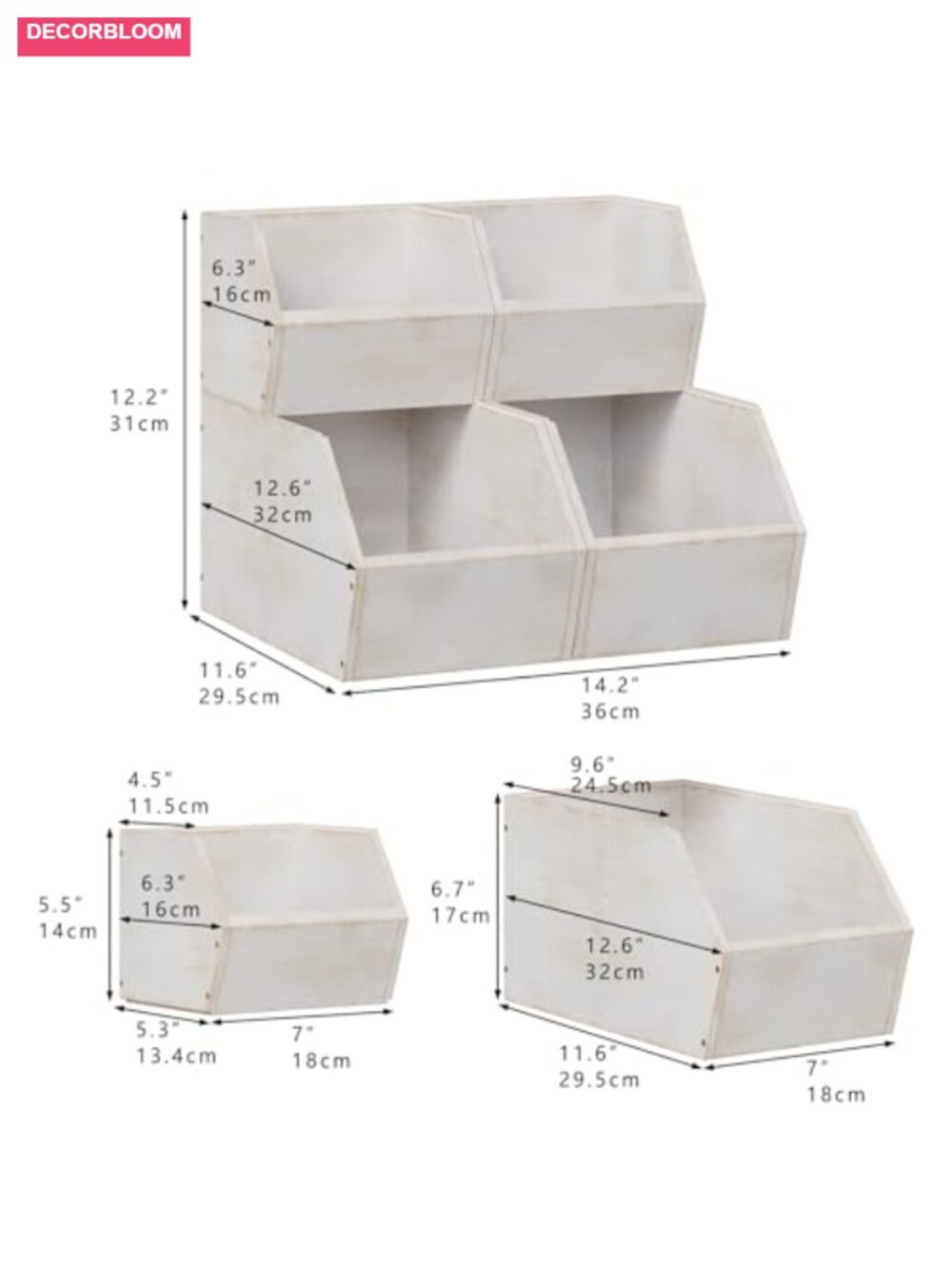 Bamboo Pantry Storage Bins Set of 4 Stackable Kitchen Organizer - Picture 2 of 6